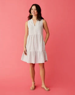 Nellie Linen Dress: Cloud Stripe -Carve Active Deals Store ama3fghecwfsayjzgzrj