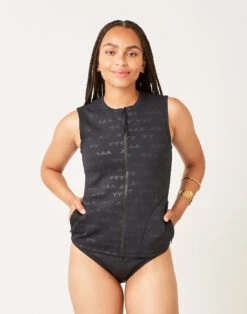 Stella Vest: Black Cascade Embossed