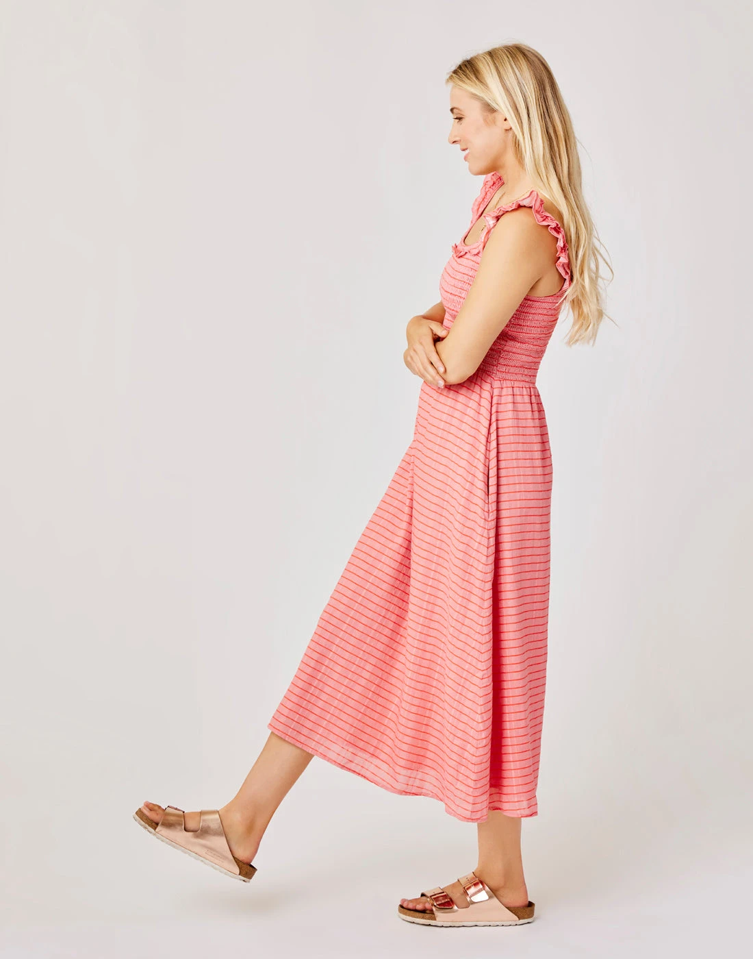 Indie Dress: Grapefruit Harris Stripe 3 Indie Dress: Grapefruit Harris Stripe - Image 3