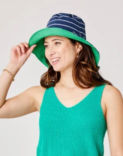 Reversible Bucket Hat: Nautical/Fern
