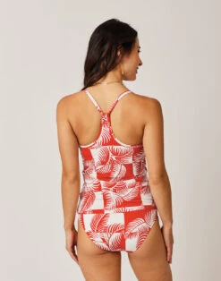Stinson Tankini: Checkered Palm W. Hot Red -Carve Active Deals Store kltzvxuxj8vh7n8gxg8w