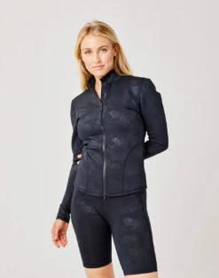 Stella Zip-Up Jacket: Ginkgo Embossed