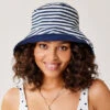 Reversible Bucket Hat: Navy/Navy Stripe