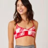 Stinson Top: Checkered Palm W. Hot Red