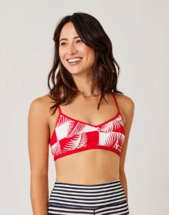 Stinson Top: Checkered Palm W. Hot Red