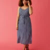 Macy Dress: Navy Stripe