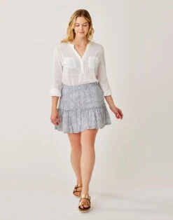 Sienna Skirt: Navy Milos Stripe