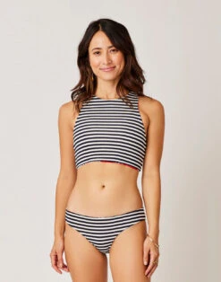 Sanitas Reversible Bottom: Checkered Palm/Navy Stripe